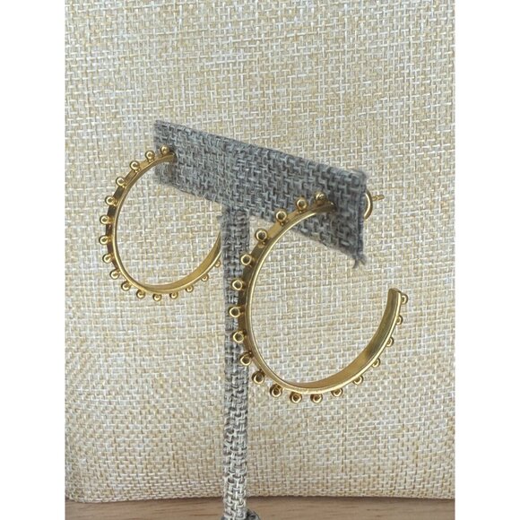 Julie Voss Jewelry - Julie Voss Large Soho Gold Tone Hoop Earrings With Decorative Beaded Edge Design